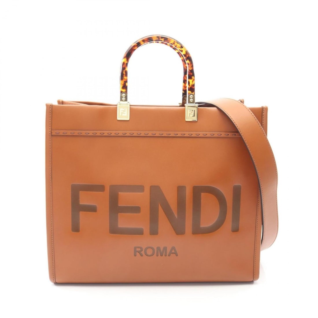 Fendi Sunshine Medium 2-Way Tote Bag/Handbag, Leather, Women's, Brown (1 of 11)