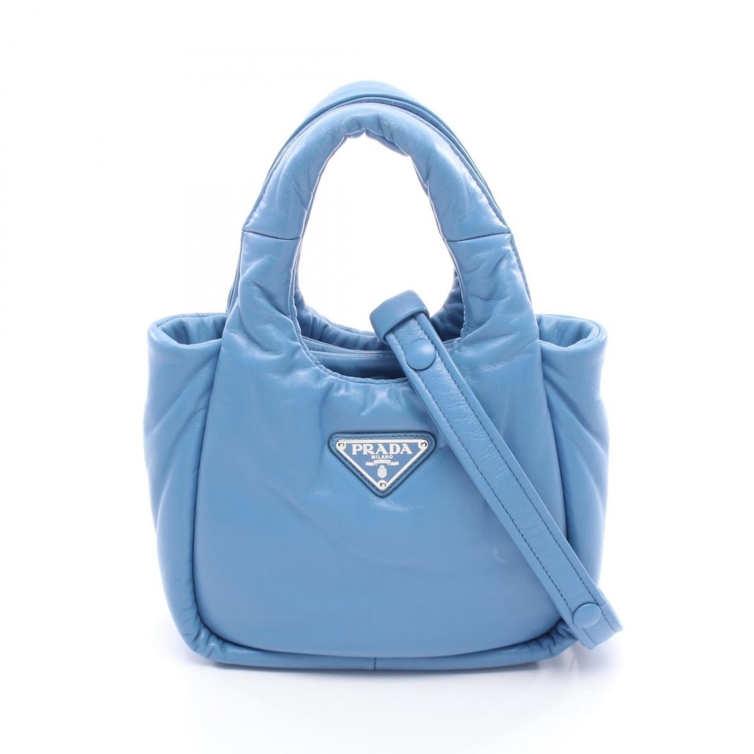 Prada Padded 2-Way Handbag, Leather, Women's, Blue, 1BA359: --- Catalog ---Category: SizeSize (HxWxD): 15cm x 19cm x 8.5cm / 5.9'' x 7.48'' x 3.34''Category: DesignType: HandbagColor: BlueGender: WomenMaterial: Leather Category: GeneralBrand: Prada--- Item Lis