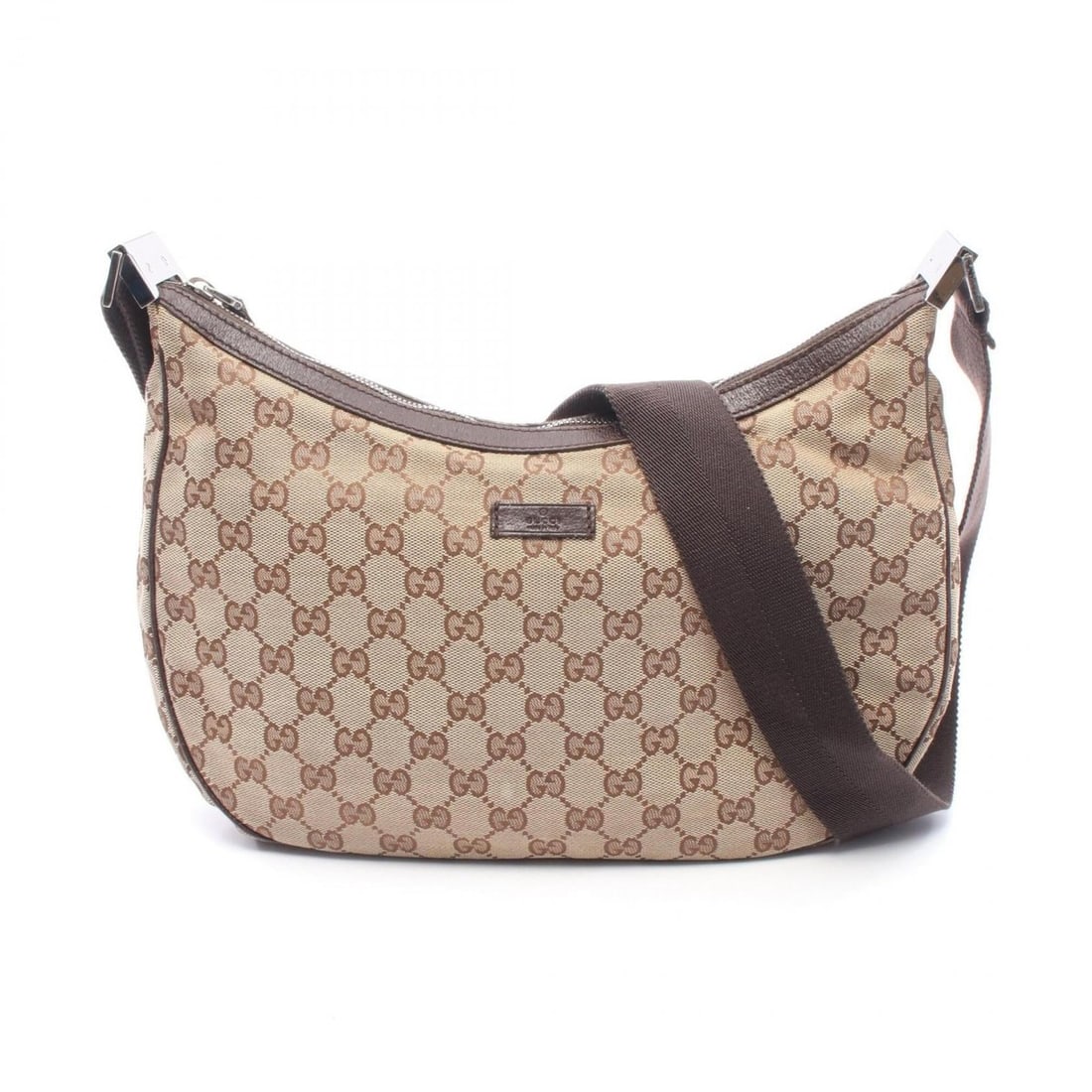 Gucci GG Canvas Shoulder Bag/Handbag, and Leather, Women's, Beige/Brown, Item No. 122790 (1 of 16)
