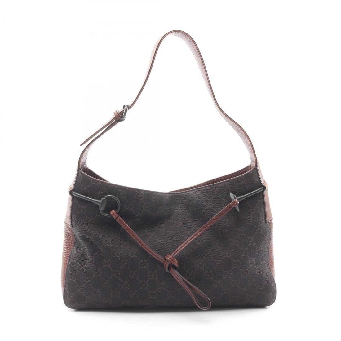 Gucci GG pattern shoulder bag/handbag, canvas and leather, women's, black/brown, 101975: --- Catalog ---Category: SizeSize (HxWxD): 23cm x 34cm x 5cm / 9.05'' x 13.38'' x 1.96''Category: DesignType: Shoulder bagColor: Black, BrownGender: WomenMaterial: Canvas , Leather Category: GeneralBr
