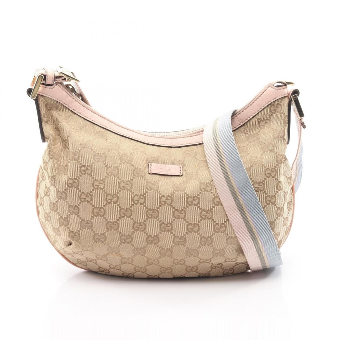 Gucci GG Canvas Shoulder Bag/Handbag, and Leather, Women's, Beige, Pink, Multicolor, 181092: --- Catalog ---Category: SizeSize (HxWxD): 22cm x 35cm x 10cm / 8.66'' x 13.77'' x 3.93''Category: DesignType: Shoulder bagColor: Beige, Multi-color, PinkGender: WomenMaterial: Canvas , Leather Catego