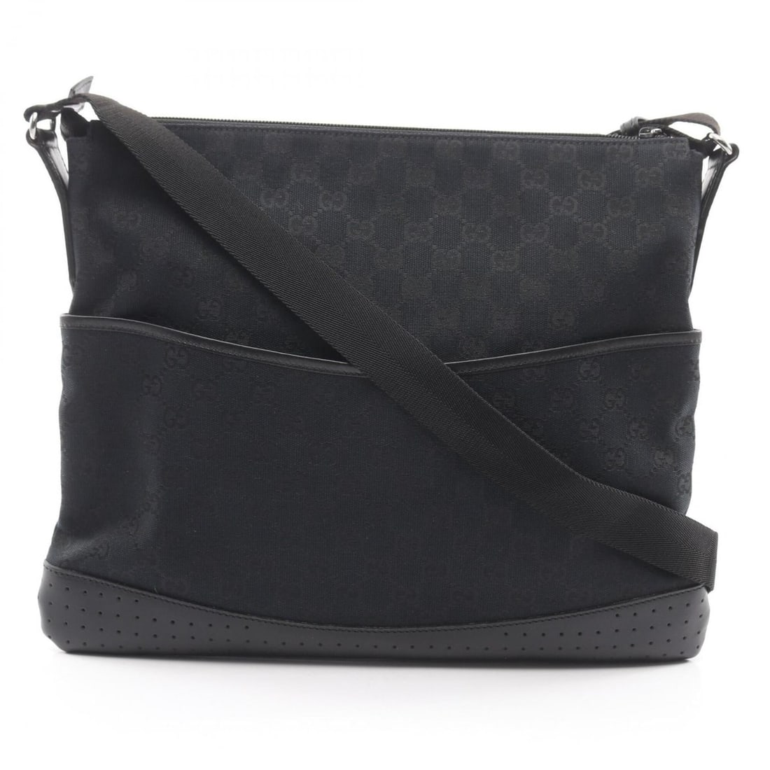 Gucci GG Canvas Shoulder Bag Handbag Leather Women's Black 145856 (1 of 20)
