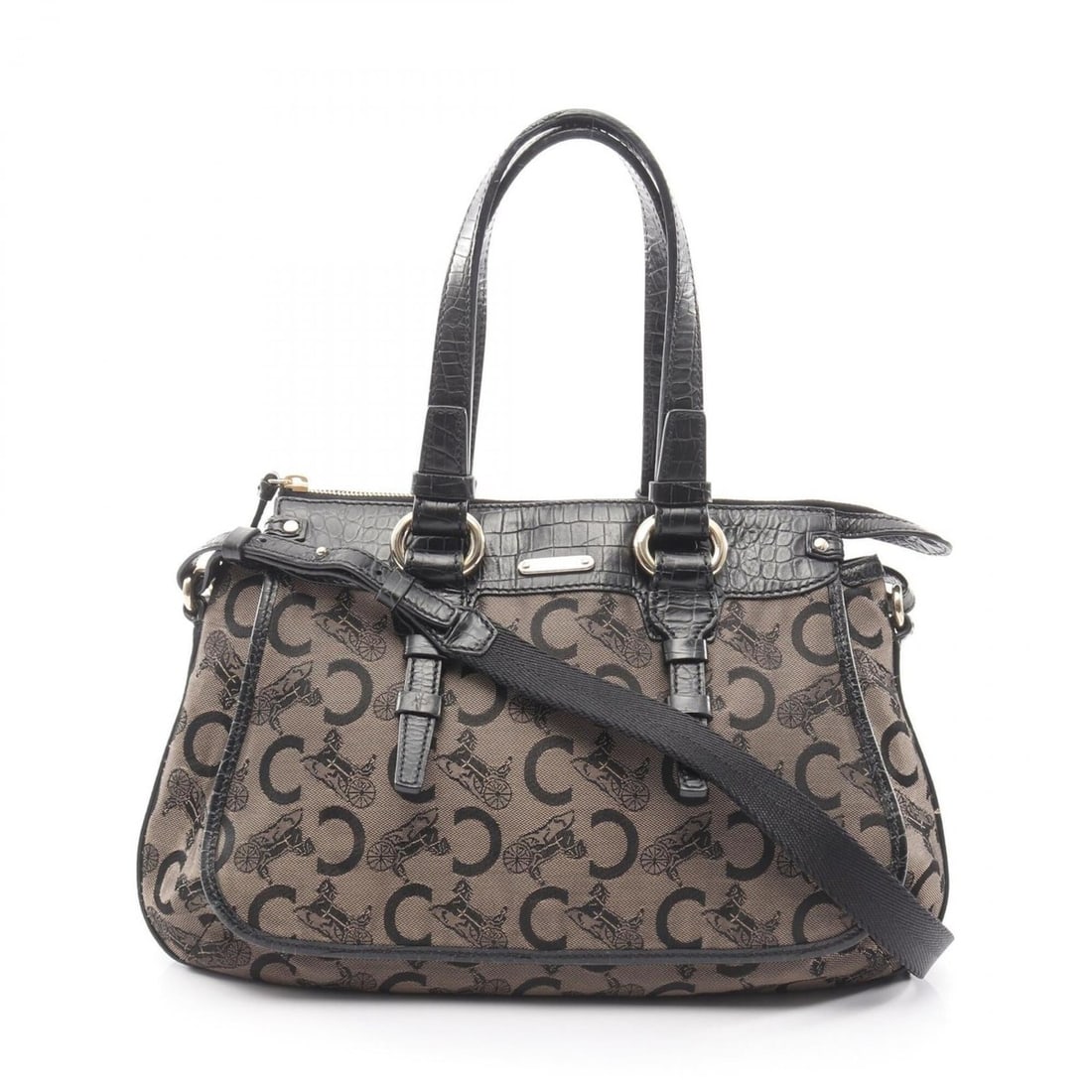 Celine C Macadam Handbag, Canvas and Leather, Women's, Beige/Black: --- Catalog ---Category: SizeSize (HxWxD): 27cm x 37cm x 15cm / 10.62'' x 14.56'' x 5.9''Category: DesignType: HandbagColor: Beige, BlackGender: WomenMaterial: Canvas , Leather Category: GeneralBrand: