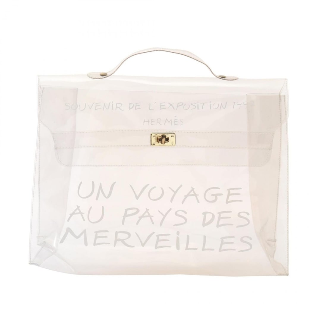 Hermes Kelly Vinyl Handbag - Women's Clear: --- Catalog ---Category: SizeSize (HxWxD): 28.5cm x 40cm x 11cm / 11.22'' x 15.74'' x 4.33''Category: DesignType: HandbagColor: ClearGender: WomenMaterial: Vinyl Hardware Color: GoldCategory: GeneralB