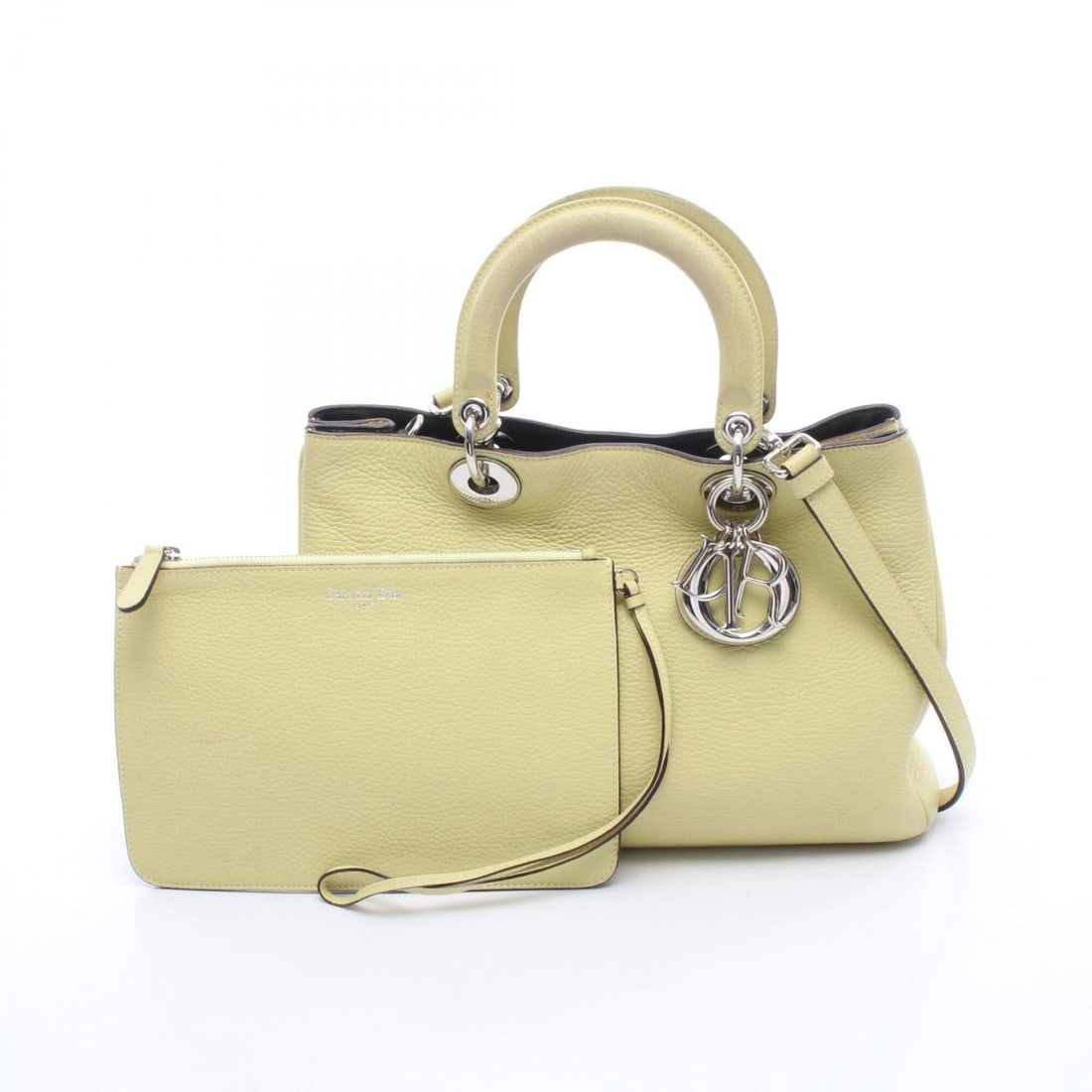 Christian Dior Dior Diorissimo 2-Way Handbag, Leather, Women's, Yellow: --- Catalog ---Category: SizeSize (HxWxD): 22cm x 31cm x 12cm / 8.66'' x 12.2'' x 4.72''Category: DesignType: HandbagColor: YellowGender: WomenMaterial: Leather Category: GeneralBrand: Christian Dior-