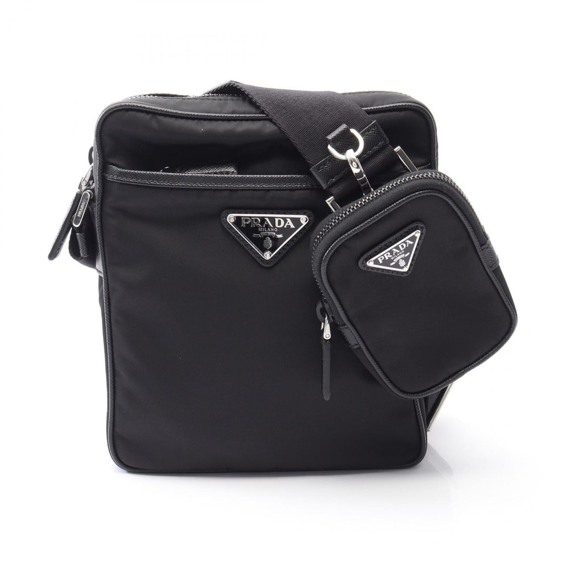 Prada PRADA Re-Nylon Shoulder Bag Handbag Nylon Saffiano Leather Men's Black 2VH112: --- Catalog ---Category: SizeSize (HxWxD): 20cm x 18cm x 6cm / 7.87'' x 7.08'' x 2.36''Category: DesignType: Handbag, Pouch, Shoulder bagColor: BlackGender: MenMaterial: Nylon , Leather Leather/Fur Ty