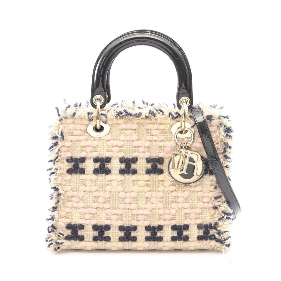 Christian Dior Dior LADY DIOR 2-Way Handbag - Fabric and Patent Leather Women's Beige, Black,: --- Catalog ---Category: SizeSize (HxWxD): 20cm x 24cm x 11cm / 7.87'' x 9.44'' x 4.33''Category: DesignType: HandbagColor: Beige, Black, Multi-colorGender: WomenMaterial: Fabric , Patent leather Cate