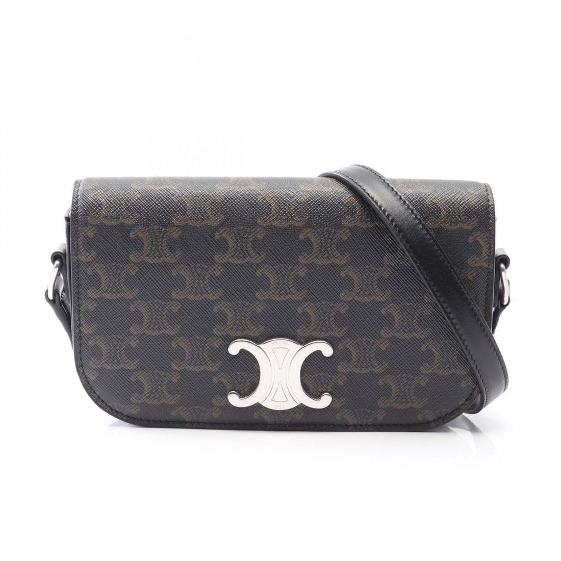 Celine Small Triomphe Crossbody Bag, Shoulder Handbag, Coated Canvas Leather, Men's & Women's,: --- Catalog ---Category: SizeSize (HxWxD): 12cm x 17cm x 3cm / 4.72'' x 6.69'' x 1.18''Category: DesignType: Handbag, Shoulder bagColor: BlackGender: Men,WomenMaterial: Coated canvas , Leather Categor