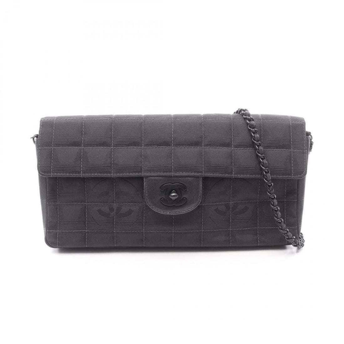 Chanel New Travel Line Chocolate Bar Shoulder Bag/Handbag, Leather/Nylon Canvas, Women's, Black (1 of 12)