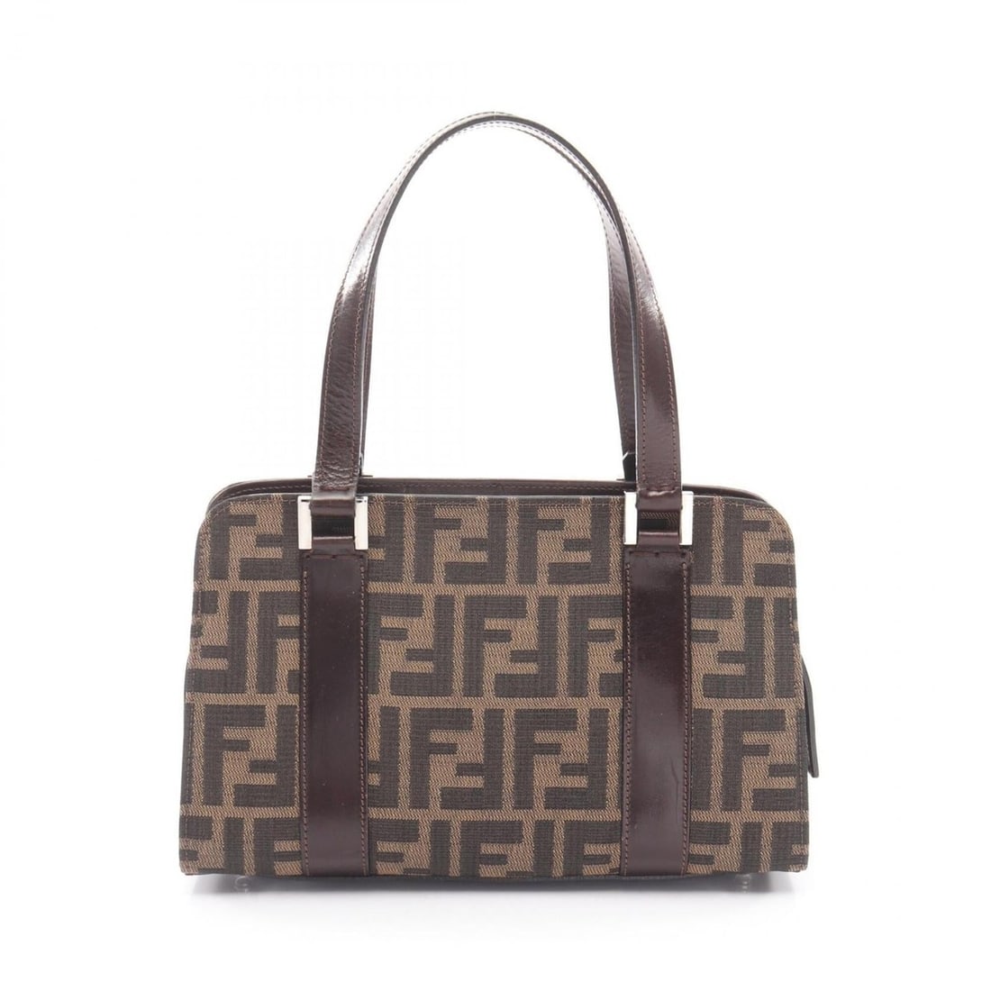 Fendi Zucca Handbag, Canvas and Leather, Women's, Brown (1 of 9)