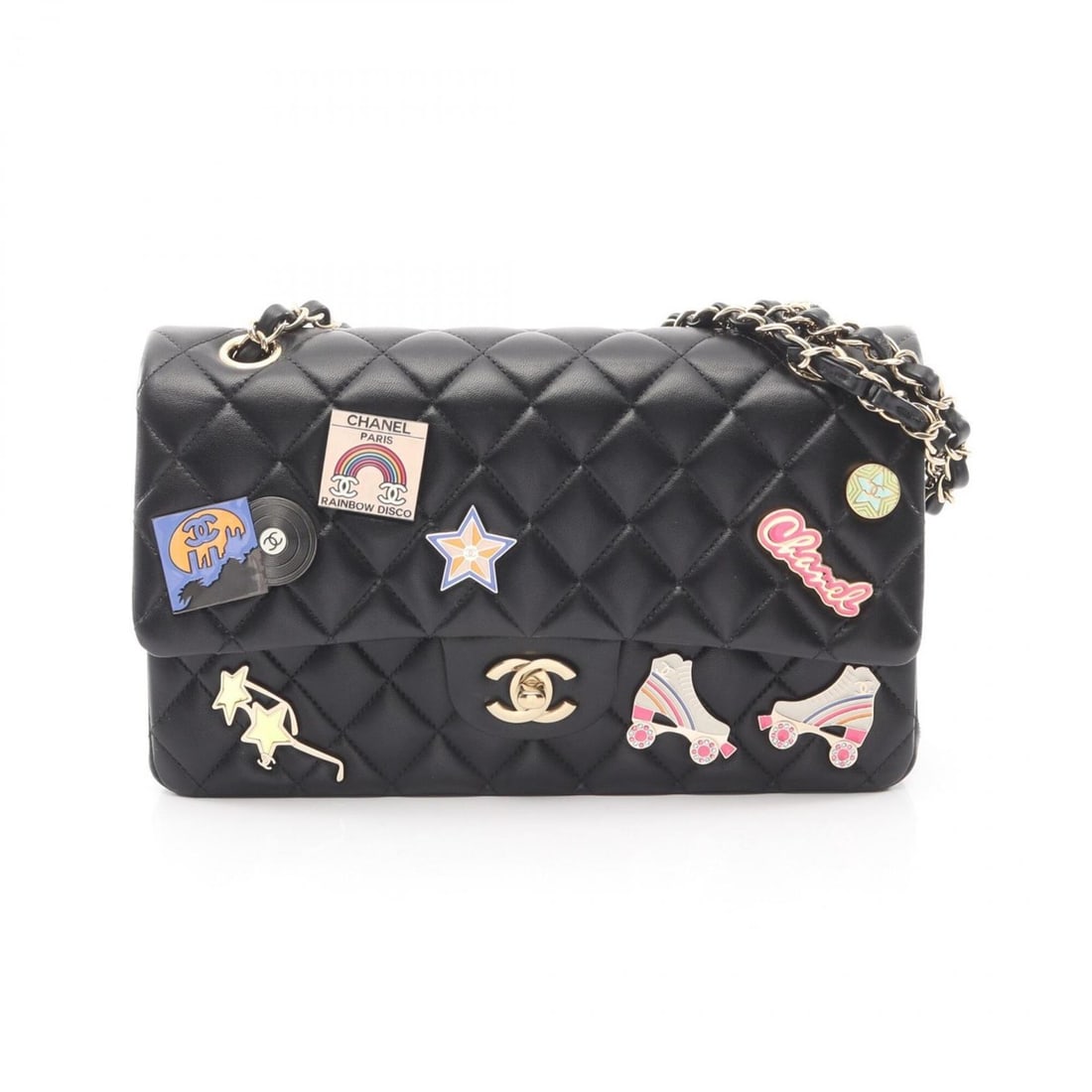 Chanel Matelassé Double Flap Shoulder Bag/Handbag, Lambskin Leather, Women's, Black (A01112): --- Catalog ---Category: SizeSize (HxWxD): 16cm x 25cm x 6.5cm / 6.29'' x 9.84'' x 2.55''Category: DesignType: Handbag, Shoulder bagColor: BlackGender: WomenMaterial: Leather Leather/Fur Type: Lambski