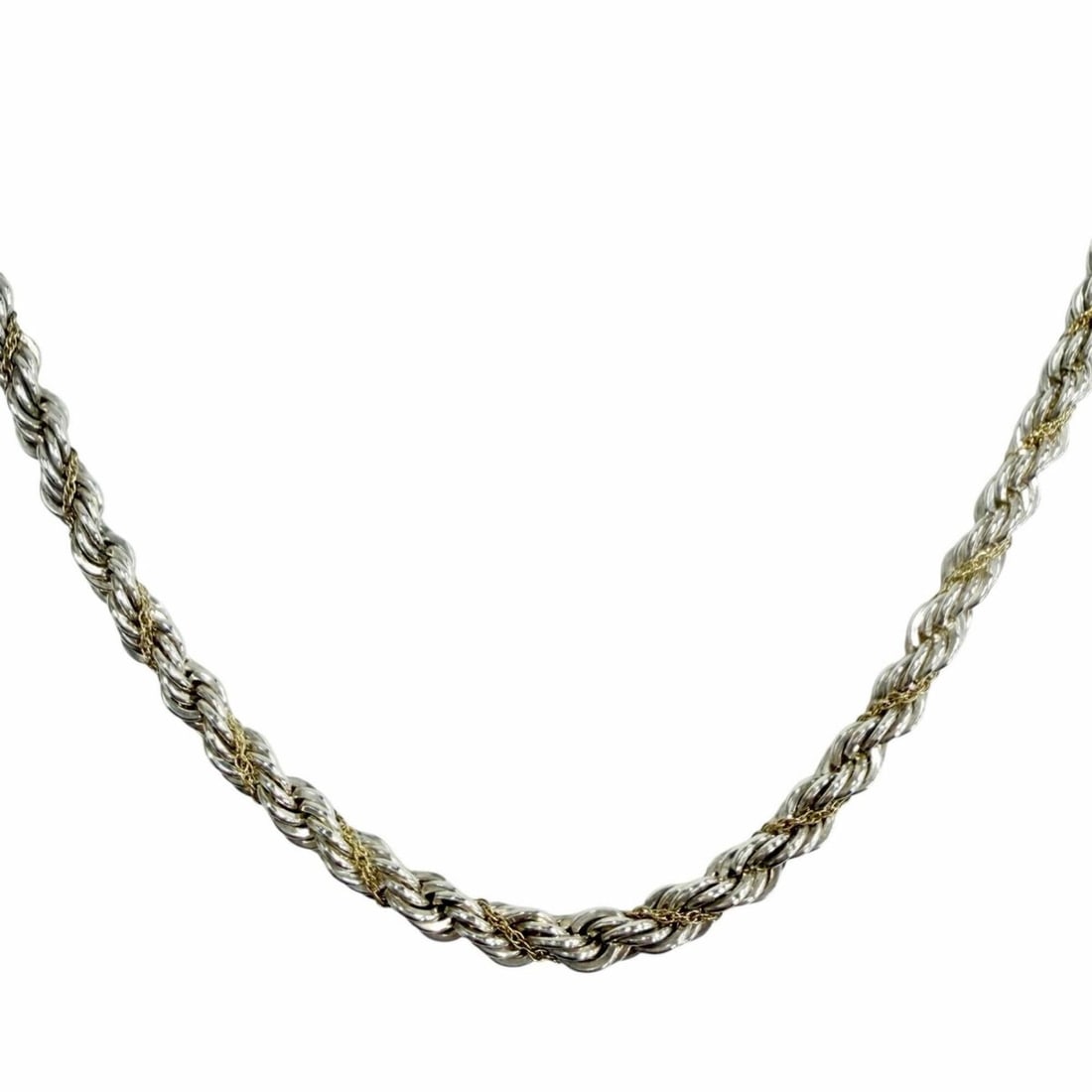 TIFFANY&Co. Tiffany & Co. 925 18K Combination Screw Chain Twist Rope Necklace, Silver Gold, Weight: --- Catalog ---Category: SizeNeck Circumference: 45.5 cm / 17.91''Category: DesignColor: Gold, SilverGender: WomenMaterial: Gold (18K), SilverNecklace Type: NecklaceCategory: GeneralBrand: Tiffany--- 