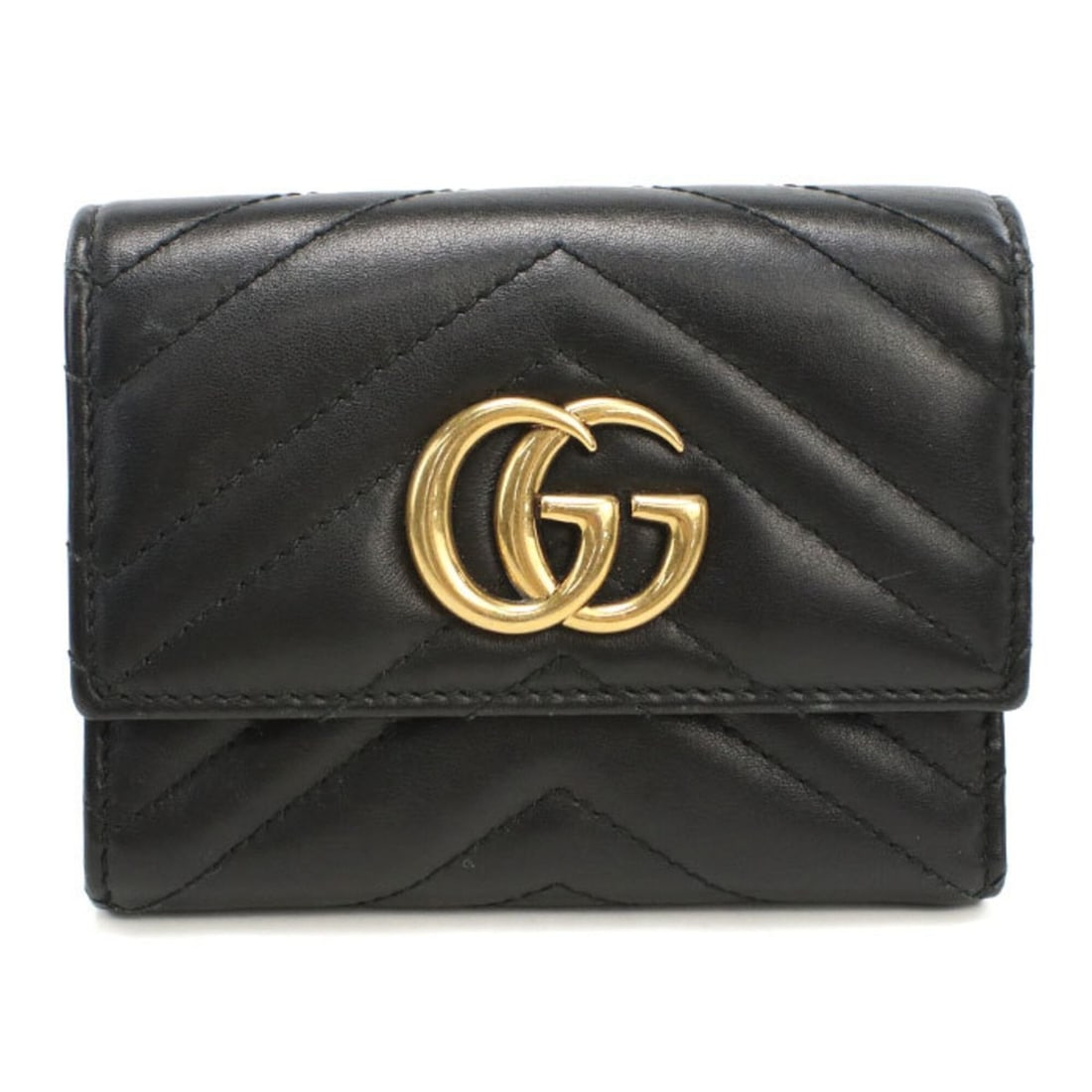 GUCCI Gucci Tri-fold Wallet 474802 GG Marmont Women's Black (1 of 10)