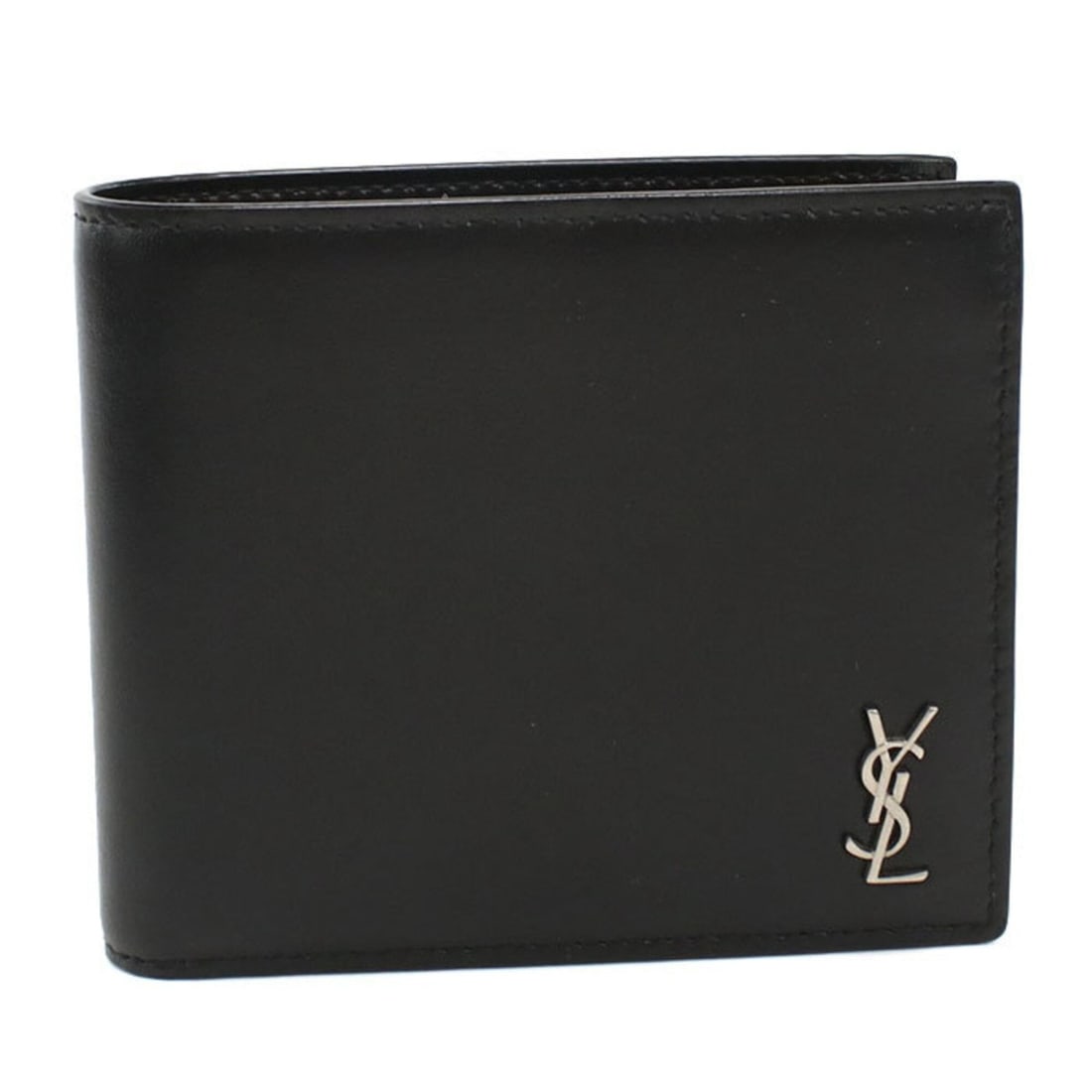 SAINT LAURENT Bi-fold wallet 610193 with coin purse, Tiny Cassandra EW, men's, black.: --- Catalog ---Category: SizeSize (HxWxD): 9.5cm x 11cm x 2cm / 3.74'' x 4.33'' x 0.78''Category: DesignType: Wallet (bi-fold)Color: BlackGender: MenMaterial: Leather Leather/Fur Type: CalfskinCategor