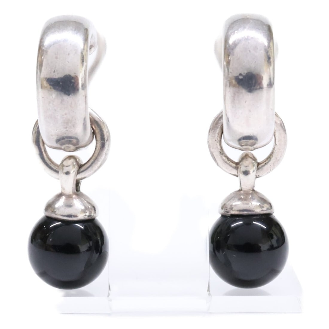 TIFFANY&Co. Tiffany 925 Onyx Earrings, Silver, Black, Women's (1 of 9)