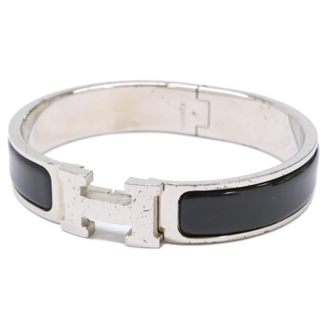 HERMES Click H PM Bangle, Silver/Black, Women's (1 of 12)