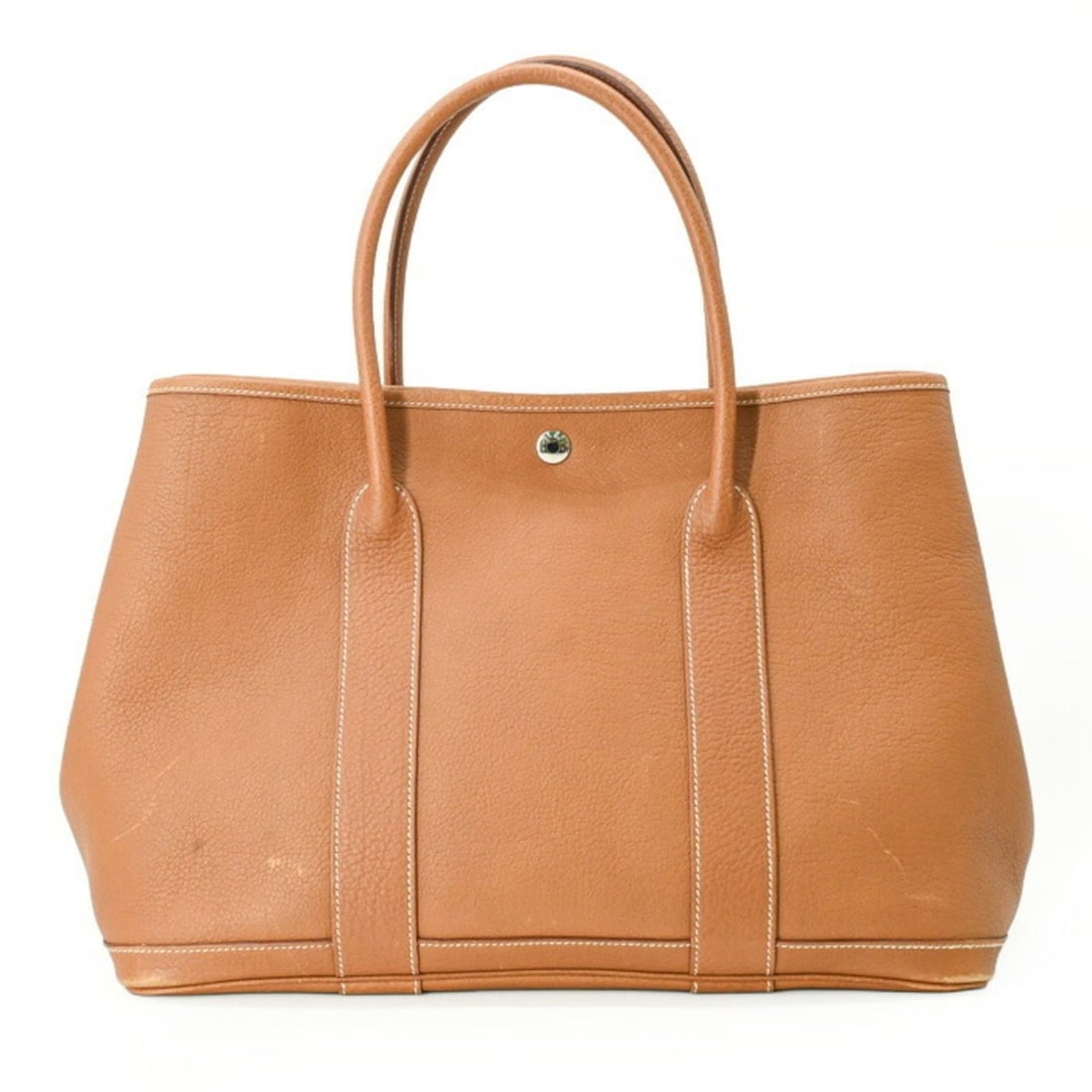 HERMES Garden 36 PM Handbag Tote Bag Leather Negonda Gold Brown Women's (1 of 15)