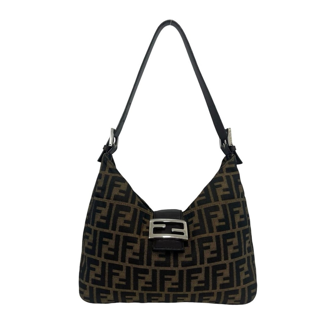 FENDI Vintage Zucca FF Logo Pattern Canvas Leather Semi One Shoulder Bag Brown k21-7: --- Catalog ---Category: SizeSize (HxWxD): 26cm x 29cm x 4cm / 10.23'' x 11.41'' x 1.57''Category: DesignType: Shoulder bagColor: Black, Brown, KhakiGender: WomenMaterial: Canvas , Leather Category: G