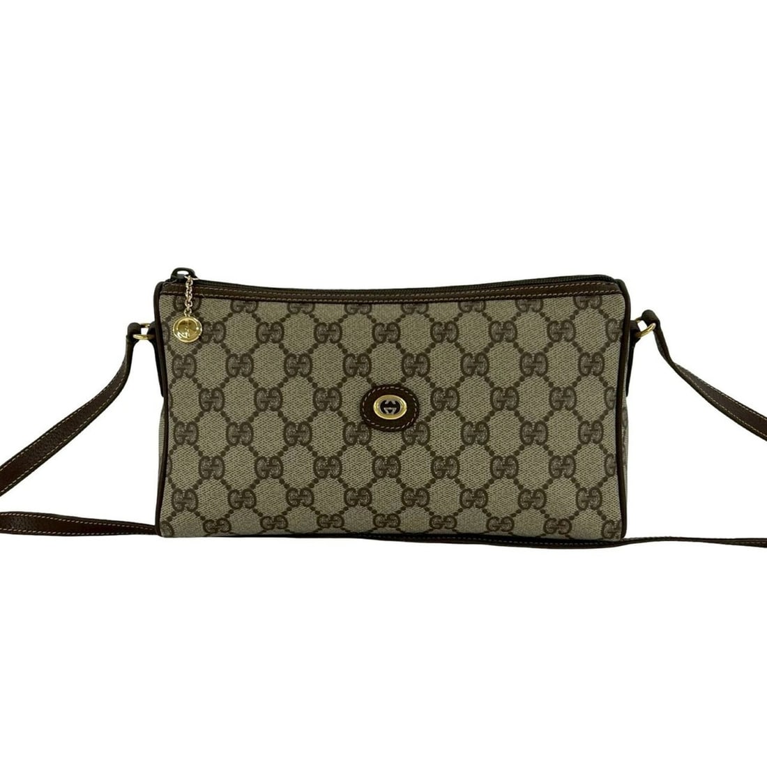 GUCCI (Old Gucci) GG Logo Pattern Leather Mini Shoulder Bag/Pouch, Brown, 39173: --- Catalog ---Category: SizeSize (HxWxD): 12cm x 24cm x 10cm / 4.72'' x 9.44'' x 3.93''Category: DesignType: Pochette, Shoulder bagColor: BrownGender: WomenMaterial: Leather , PVC Category: GeneralMP