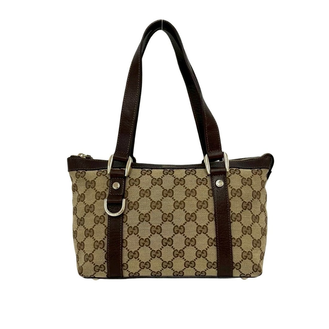 GUCCI GG pattern logo canvas leather genuine handbag mini Boston bag tote pouch brown 04027: --- Catalog ---Category: SizeSize (HxWxD): 15.5cm x 24cm x 7.5cm / 6.1'' x 9.44'' x 2.95''Category: DesignType: Boston bag, Handbag, Pouch, Tote bagColor: BrownGender: WomenMaterial: Canvas , Leather 