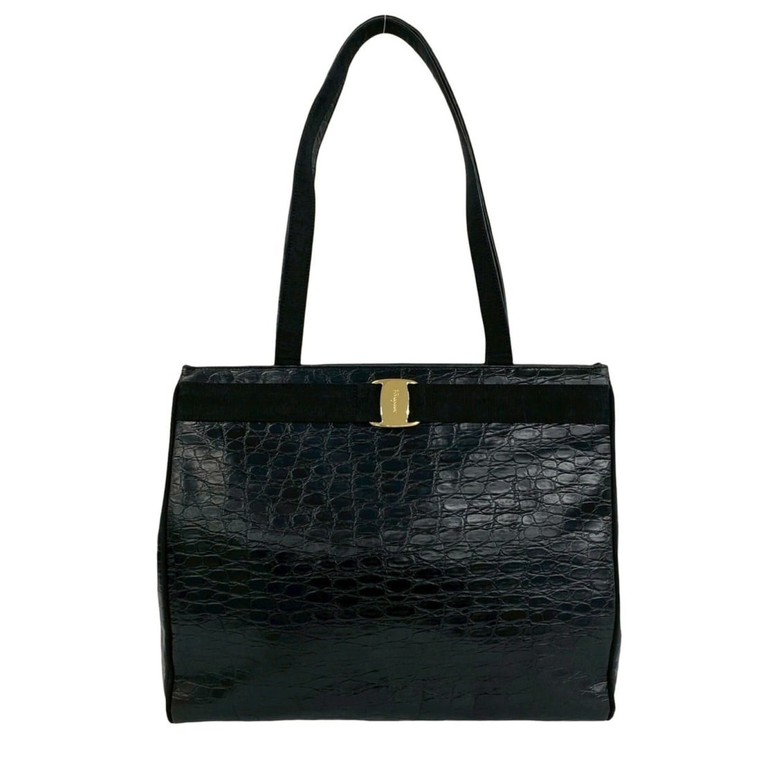 Salvatore Ferragamo Vara Ribbon Leather Tote Bag, Semi-Shoulder Black, 30295: --- Catalog ---Category: SizeSize (HxWxD): 28.5cm x 34cm x 9cm / 11.22'' x 13.38'' x 3.54''Category: DesignType: Shoulder bag, Tote bagColor: BlackGender: WomenMaterial: Leather Category: GeneralBrand