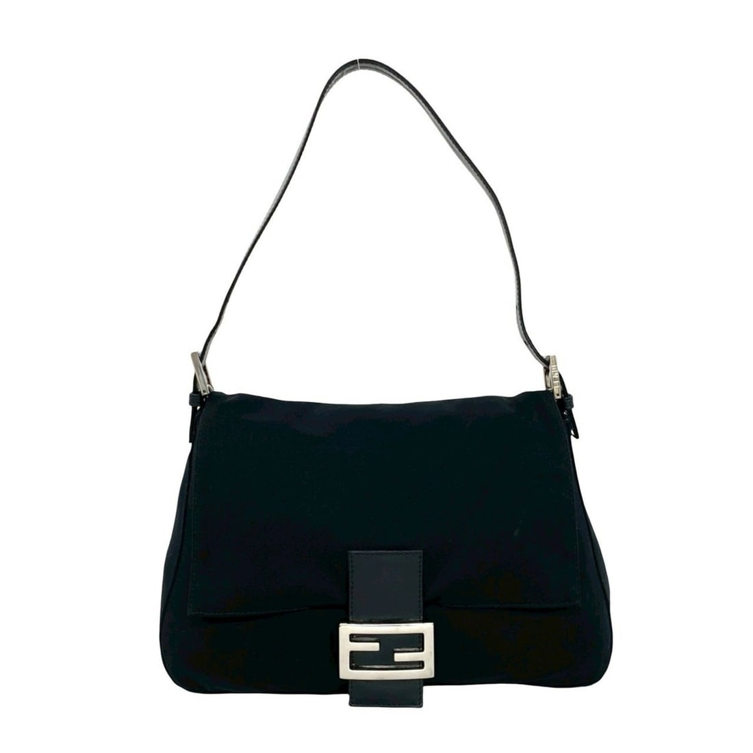 FENDI Mamma Bucket FF Logo Hardware Jersey Leather Semi-One Shoulder Bag Handbag Black 56385: --- Catalog ---Category: SizeSize (HxWxD): 20cm x 27cm x 11.5cm / 7.87'' x 10.62'' x 4.52''Category: DesignType: Handbag, Shoulder bagColor: BlackGender: WomenMaterial: Jersey , Leather Category: Gene