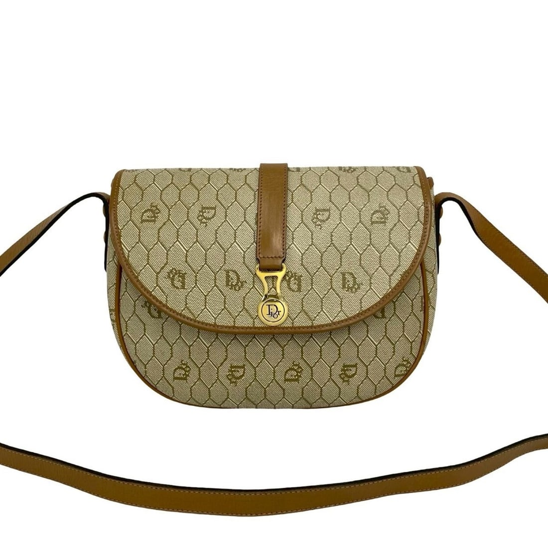 Christian Dior Vintage Logo Hardware Honeycomb Pattern Leather Shoulder Bag Pouch Beige Brown 37610: --- Catalog ---Category: SizeSize (HxWxD): 16cm x 21cm x 5.5cm / 6.29'' x 8.26'' x 2.16''Category: DesignType: Pochette, Shoulder bagColor: Beige, BrownGender: WomenMaterial: PVC , Leather Category: G