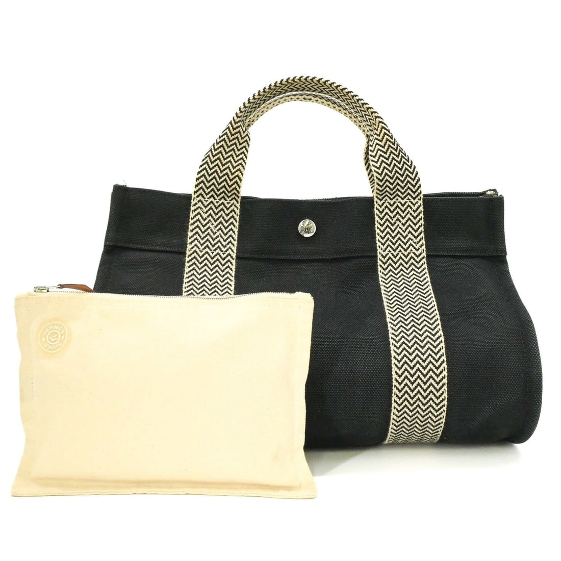 HERMES Cannes PM Canvas Handbag Tote Bag for Women, Black: --- Catalog ---Category: SizeSize (HxWxD): 24cm x 34cm x 22.5cm / 9.44'' x 13.38'' x 8.85''Category: DesignType: Handbag, Pouch, Tote bagColor: BlackGender: WomenMaterial: Canvas Category: GeneralBran