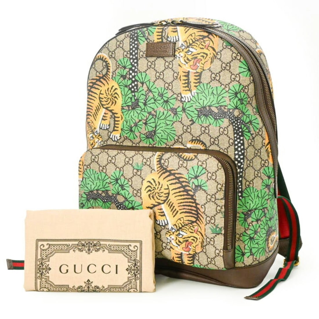 GUCCI GG Supreme Bengal Japanese Pattern Backpack Leather Beige Tiger Stripe 428027: --- Catalog ---Category: SizeSize (HxWxD): 40cm x 31cm x 13cm / 15.74'' x 12.2'' x 5.11''Category: DesignType: BackpackColor: BeigeGender: Women,MenMaterial: GG Supreme , PVC , Leather Category: