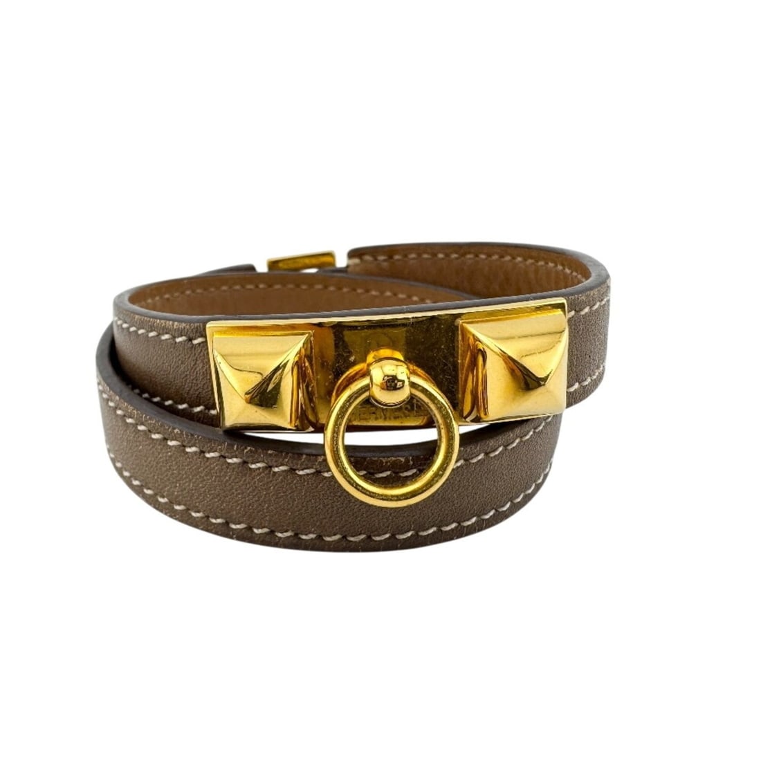 HERMES Rivale Double Tour Bangle Bracelet Brown (1 of 15)