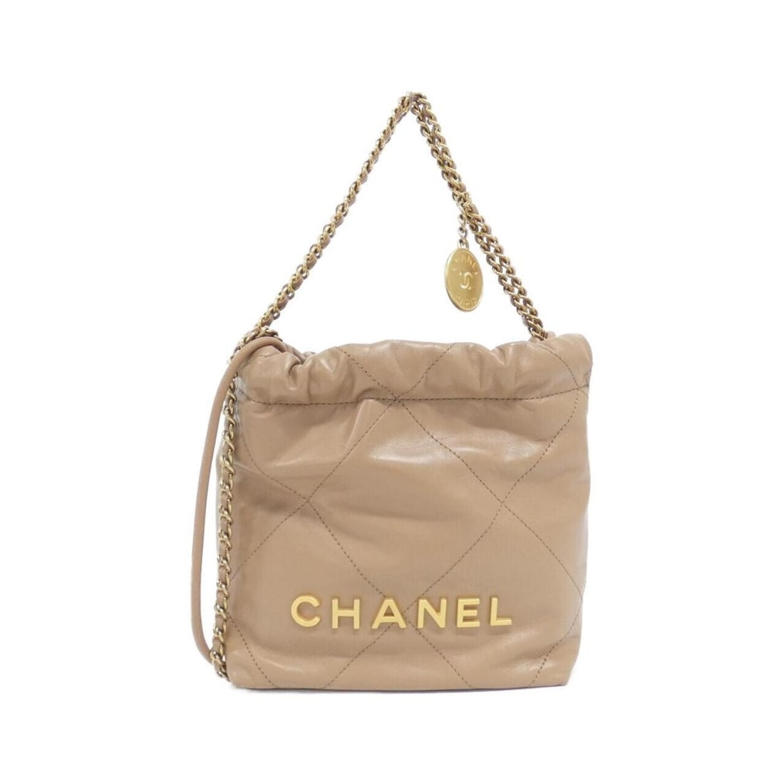 Chanel 22 Line MINI AS3980 Handbag: --- Catalog ---Category: SizeSize (HxWxD): 19cm x 18cm x 6cm / 7.48'' x 7.08'' x 2.36''Category: DesignType: HandbagColor: Dark beigeGender: WomenMaterial: Leather Hardware Color: Matte