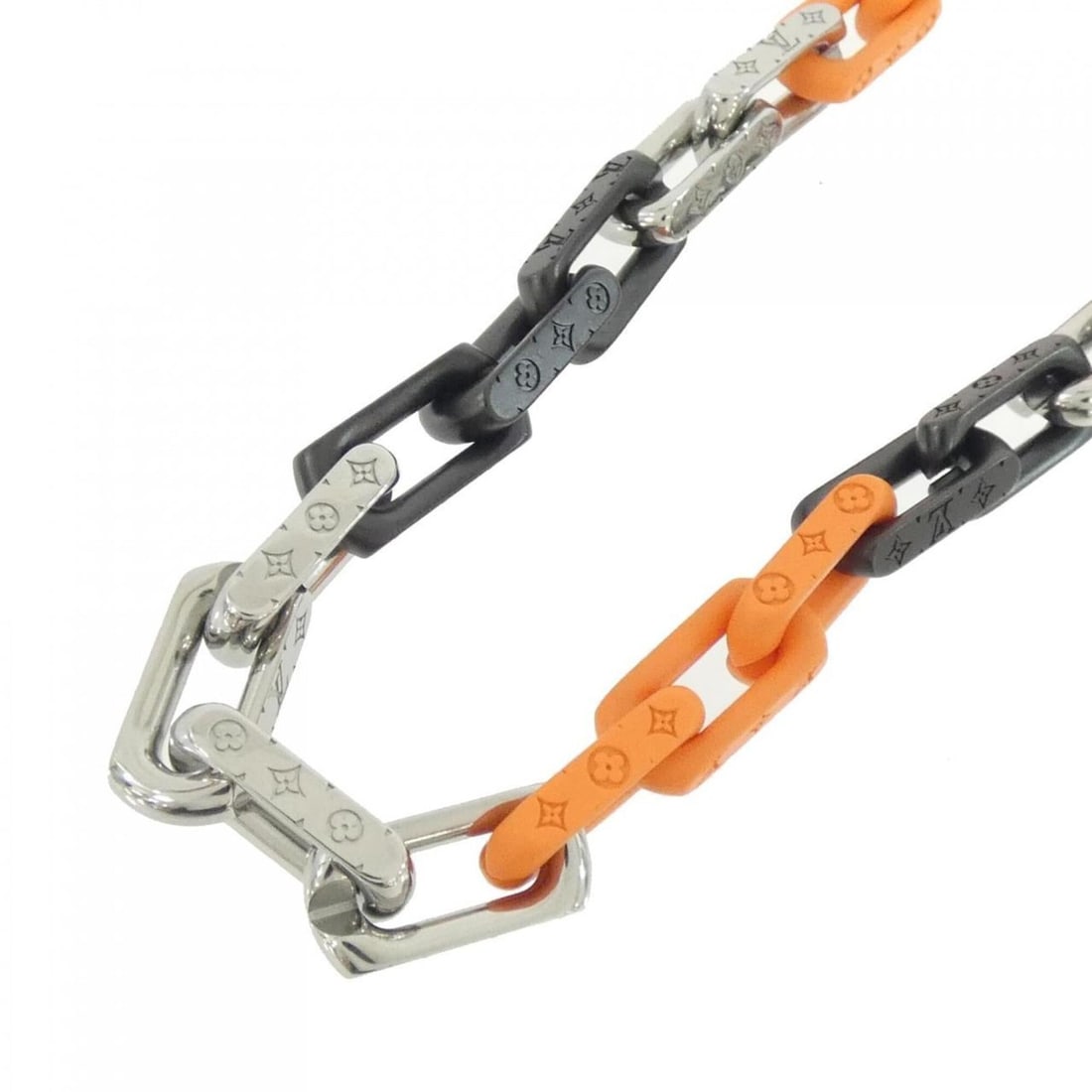 Louis Vuitton Collier Monogram Chain Necklace MP3142: --- Catalog ---Category: SizeNeck Circumference: 54 cm / 21.25''Category: DesignColor: Black, OrangeGender: Men,WomenNecklace Type: NecklaceCategory: GeneralMPN: MP3142Brand: Louis Vuitton--- Item