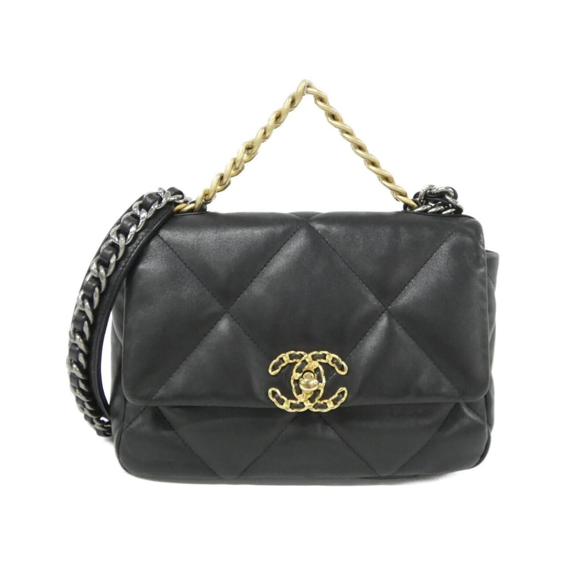 Chanel 19 line AS1160 shoulder bag: --- Catalog ---Category: SizeSize (HxWxD): 17cm x 26cm x 8cm / 6.69'' x 10.23'' x 3.14''Category: DesignType: Shoulder bagColor: BlackGender: WomenMaterial: Leather Hardware Color: Gold, SilverLeather