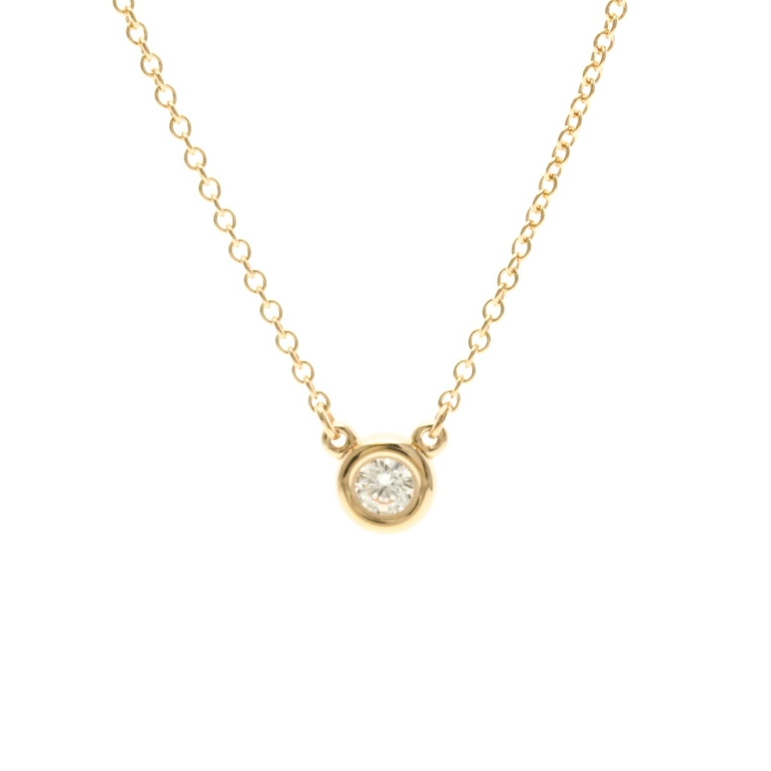Tiffany Diamonds By The Yard Pink Gold (18K) Diamond Men,Women Fashion Pendant Necklace (Pink Gold): --- Catalog ---Category: SizeWeight: 2.4g / 0.08oz.Pendant Size: 5.3mm x 5.3mm / 0.2'' x 0.2''Neck Circumference: 41.5 cm / 16.33''Category: DesignColor: Pink goldMetal: GoldStone: DiamondStyle: Fashi