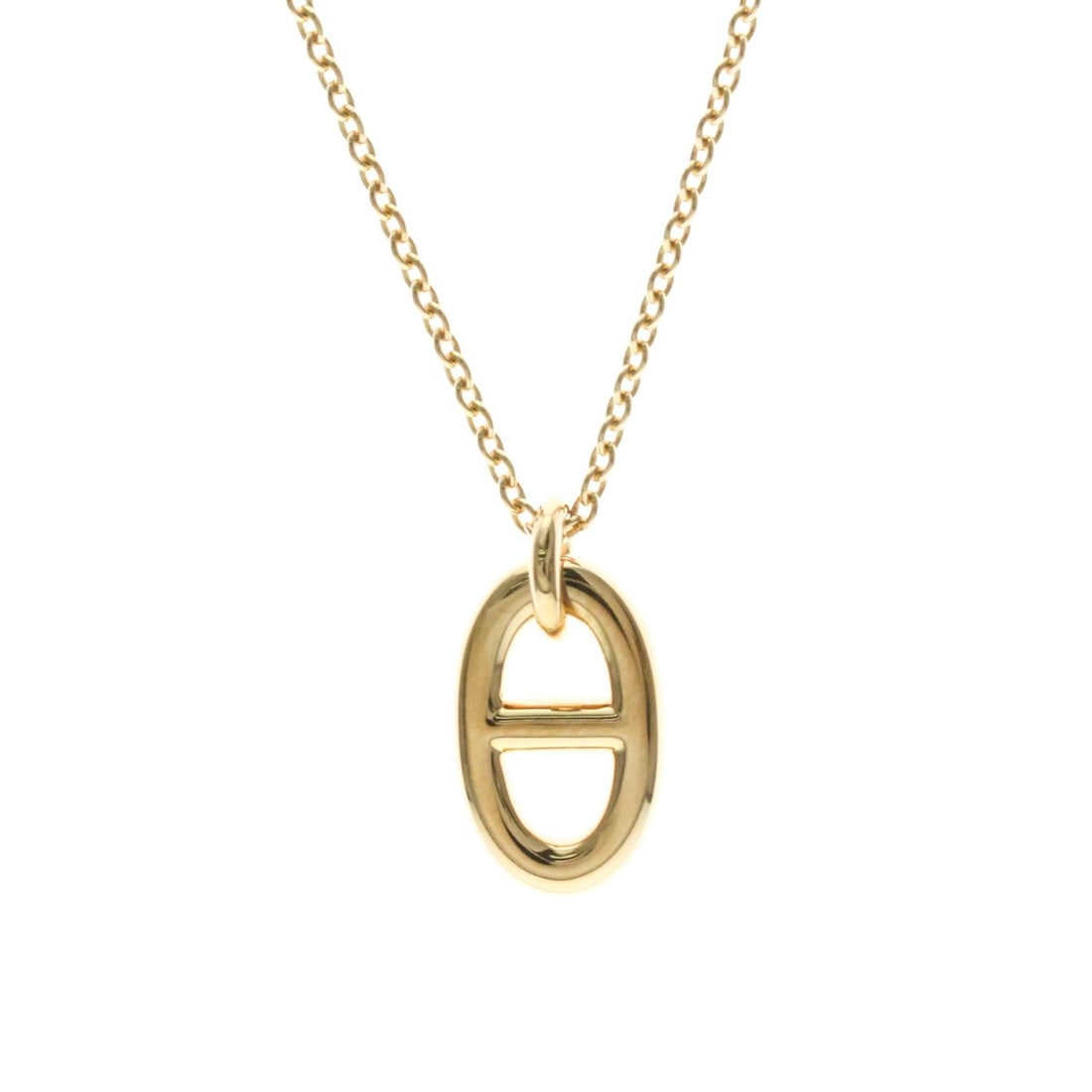 Hermes Chaine D'Ancre Pink Gold (18K) No Stone Men,Women Fashion Pendant Necklace (Pink Gold): --- Catalog ---Category: SizeWeight: 5g / 0.17oz.Pendant Size: 14mm x 8.8mm / 0.55'' x 0.34''Neck Circumference: 39 cm - 41 cm / 15.35'' - 16.14''Category: DesignColor: Pink goldMetal: GoldStone: No S