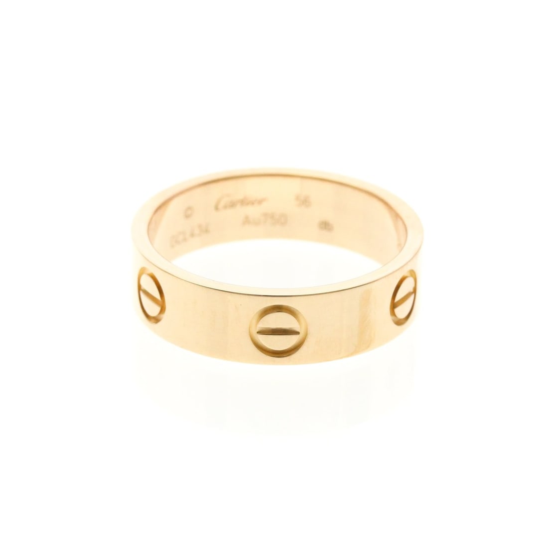 Cartier Love Pink Gold (18K) Fashion No Stone Band Ring Pink Gold: --- Catalog ---Category: SizeWidth: 5.5mm / 0.22''Weight: 6g / 0.21oz.JP Size: 16US Size: 7 1/2Brand Size: 56Category: DesignType: Band ringColor: Pink goldMetal: GoldStone: No StoneStyle: FashionGend