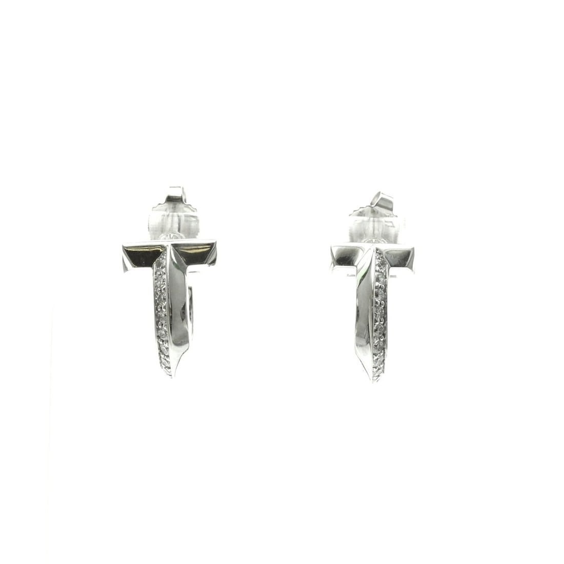 Tiffany T-shaped Single Earring With Diamond Diamond White Gold (18K) Half Hoop Earrings Carat/0.4 (1 of 14)