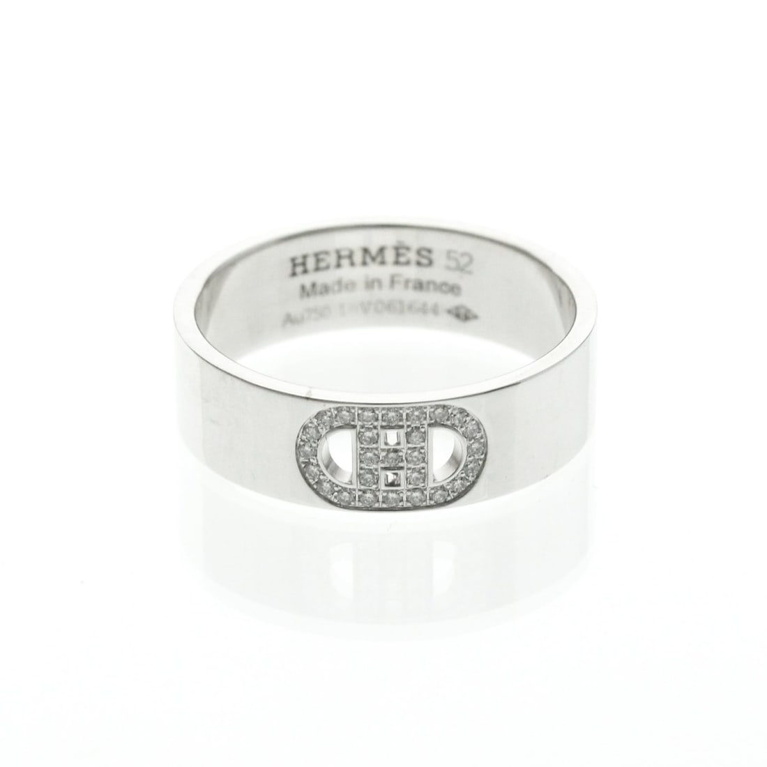 Hermes H D'ancre Ring With Diamonds White Gold (18K) Fashion Diamond Band Ring Silver (1 of 9)