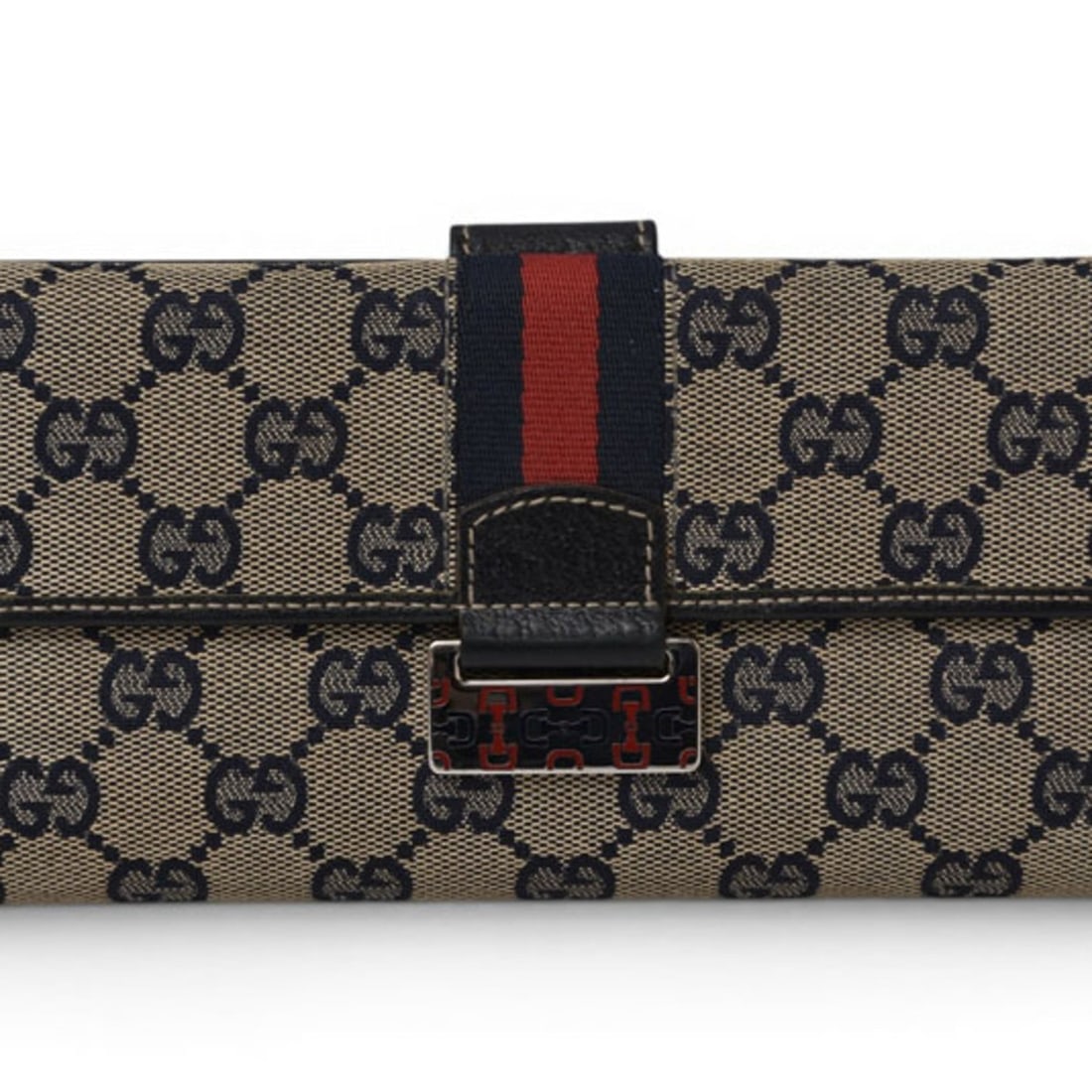 Gucci wallet, GUCCI long GG canvas, navy, beige, Sherry line, 146206: --- Catalog ---Category: SizeSize (HxWxD): 9.7cm x 18.7cm x 2.2cm / 3.81'' x 7.36'' x 0.86''Category: DesignType: Long wallet (bi-fold)Color: Beige, NavyGender: Men,WomenMaterial: Coated canvas Catego