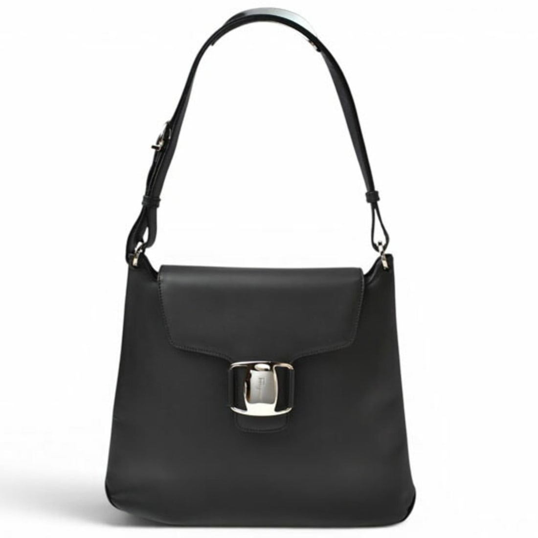 Salvatore Ferragamo Ferragamo Tote Bag Shoulder Salvatore Vara Chain Black AU-21 0186 (1 of 16)