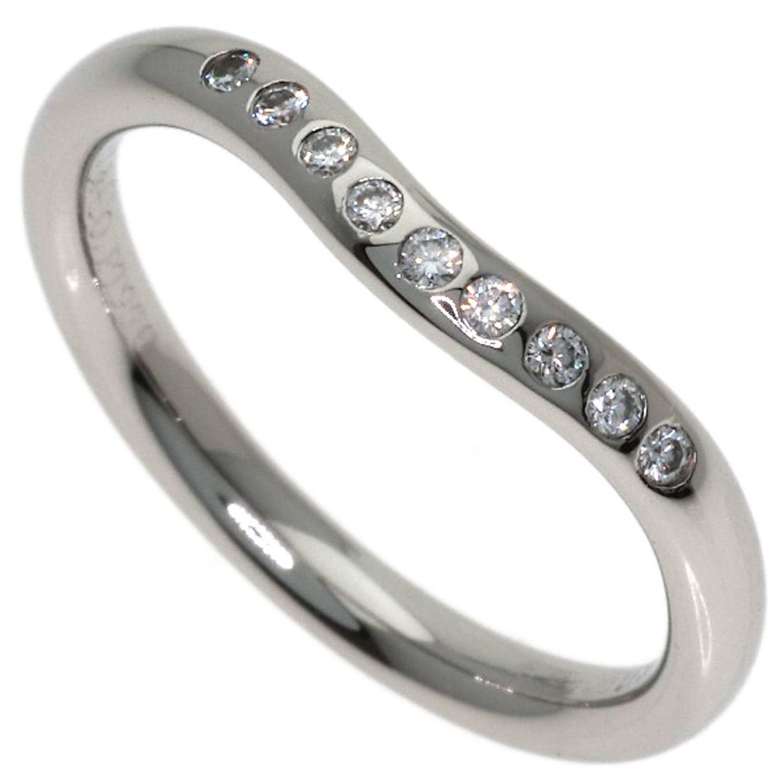 Tiffany & Co. Curved Band Pave Diamond Ring, Platinum PT950, Women's. (1 of 17)