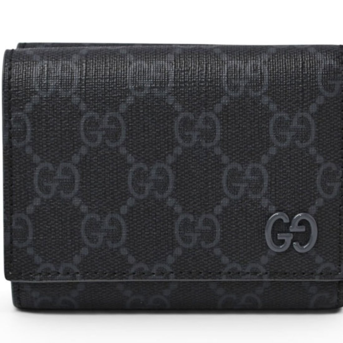 Gucci unused mini trifold wallet with GG detail. Supreme design, 769225, black/gray.: --- Catalog ---Category: SizeSize (HxWxD): 8.5cm x 10.8cm x 3.5cm / 3.34'' x 4.25'' x 1.37''Category: DesignType: Wallet (tri-fold)Color: BlackGender: Men,WomenMaterial: GG Supreme Category: GeneralMP