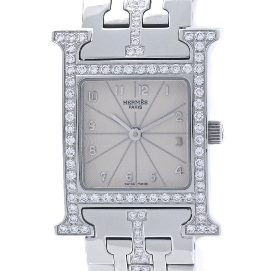 HERMES H-Watch with Diamond Bezel, HH1.230.271 4808, Women's Watch, Stainless Steel, 40350: --- Catalog ---Category: SizeWrist Size: 17cm / 6.69''Case Diameter: 21mm / 0.83''Category: DesignType: WristwatchGender: WomenColor (Dial): IvoryMaterial (Band): Stainless steelMaterial (Case): Stain