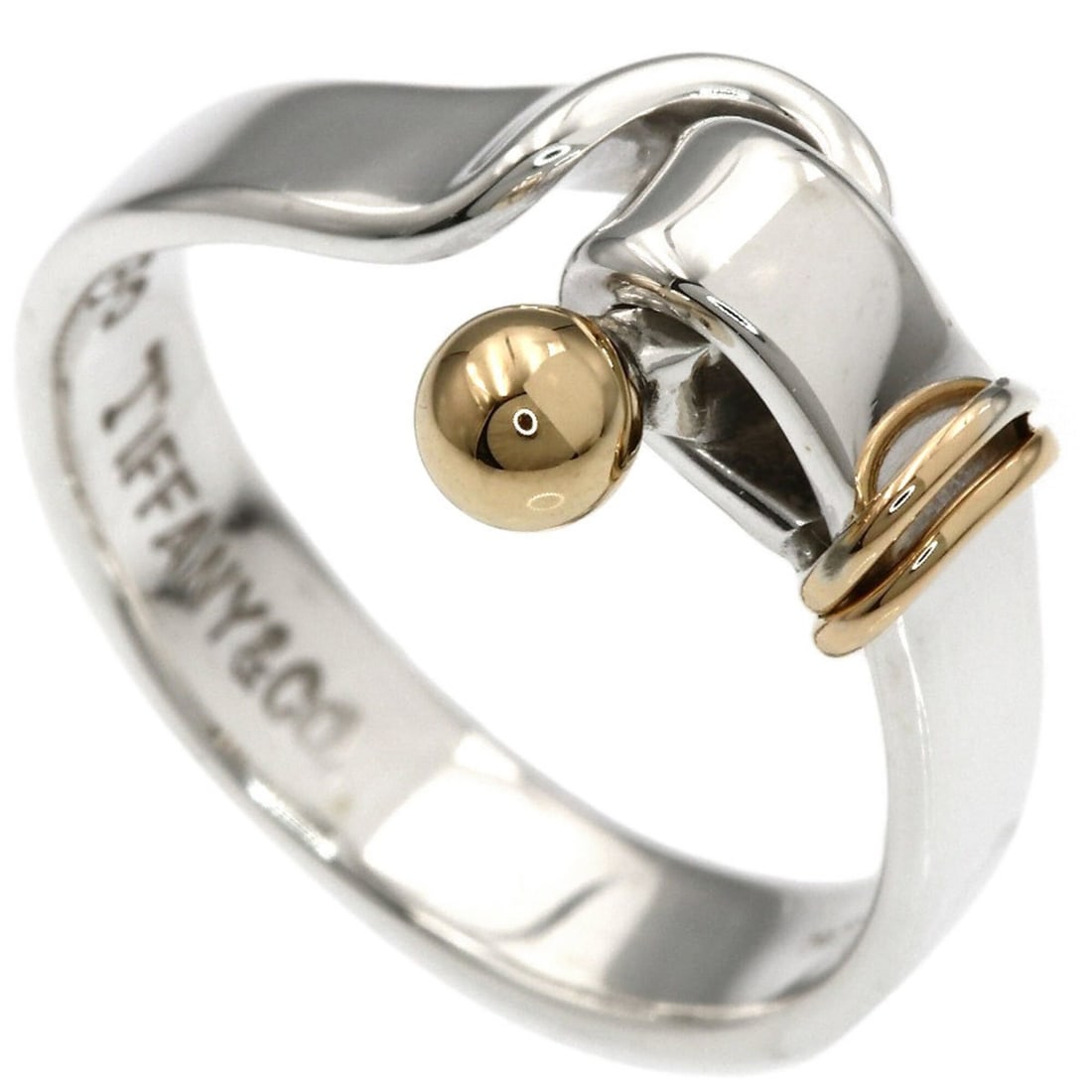 Tiffany & Co. Hook Eye Ring, Silver/18K Yellow Gold, Women's.: --- Catalog ---Category: SizeWeight: 4.5g / 0.15oz.JP Size: 14US Size: 7Category: DesignType: Band ringColor: YellowMetal: Gold, SilverGender: WomenMetal Purity: 18KCategory: GeneralBrand: Tiffany--- 