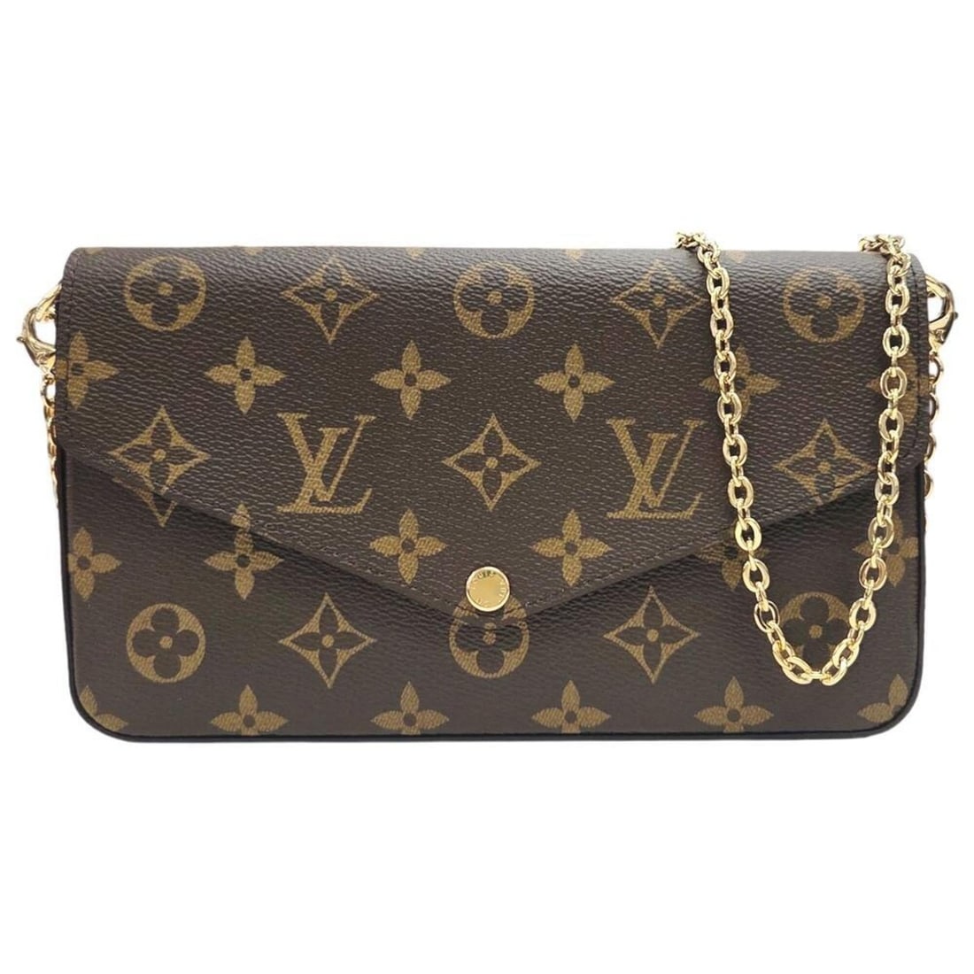 LOUIS VUITTON Louis Vuitton Pochette Felicie Monogram M81896 PVC Chain Shoulder Bag for Women: --- Catalog ---Category: SizeSize (HxWxD): 12cm x 21cm x 3cm / 4.72'' x 8.26'' x 1.18''Category: DesignType: Pochette, Shoulder bagColor: BrownGender: WomenMaterial: Monogram Category: GeneralBrand: L