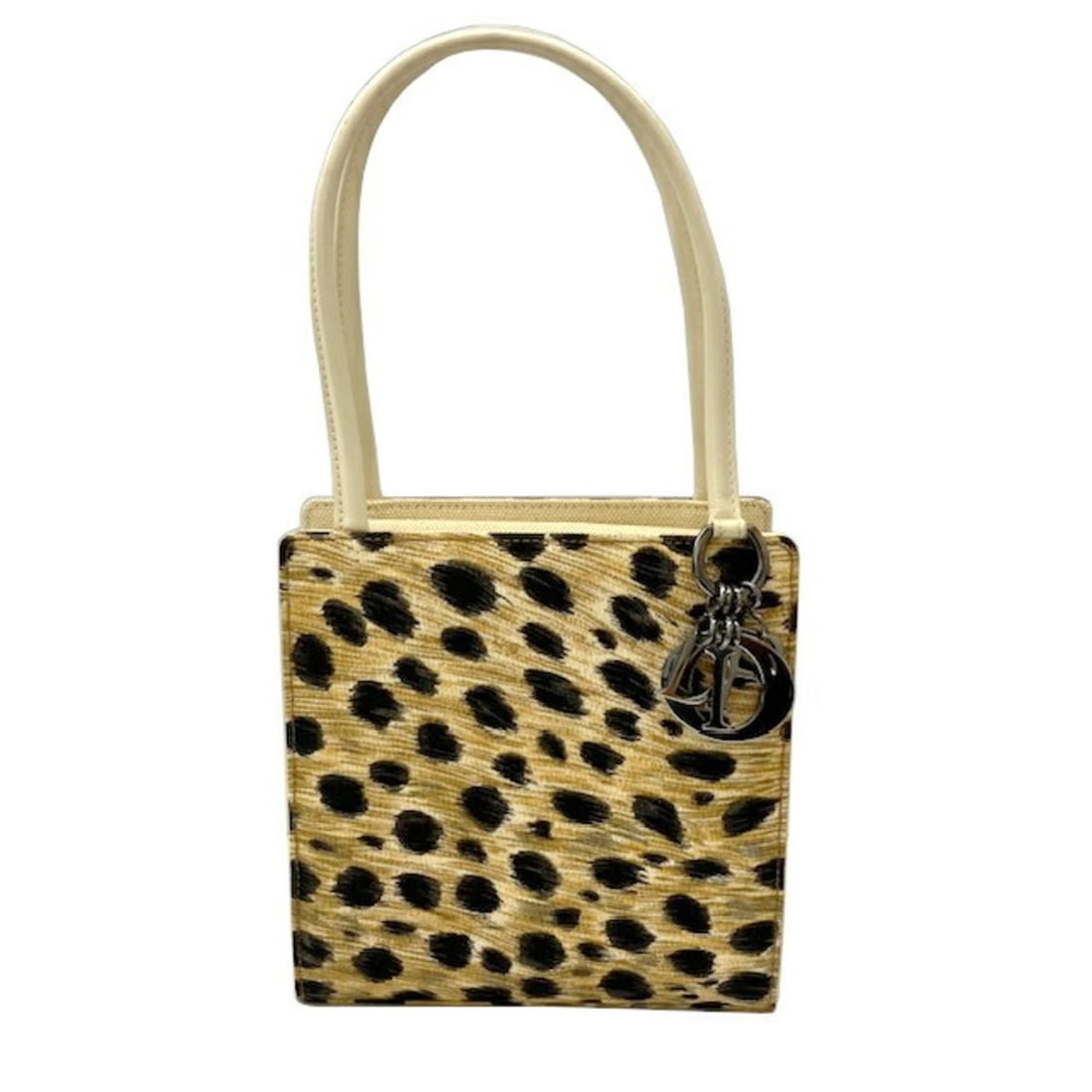 Christian Dior handbag, leopard print canvas, women's.: --- Catalog ---Category: SizeSize (HxWxD): 16cm x 16cm x 7cm / 6.29'' x 6.29'' x 2.75''Category: DesignType: HandbagGender: WomenMaterial: Canvas Category: GeneralBrand: Christian Dior--- Item List --