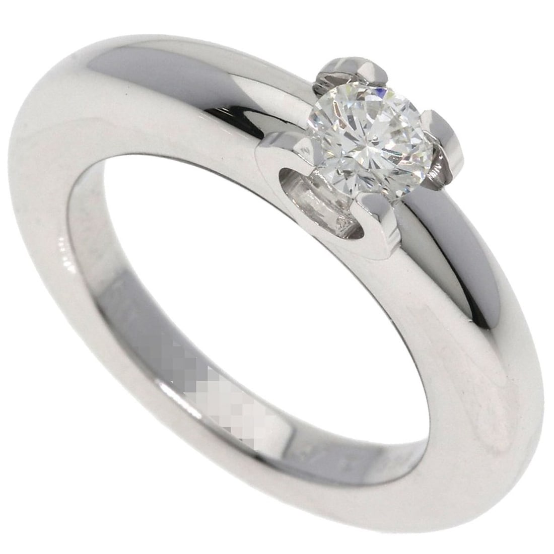 Cartier C de Solitaire Diamond Ring #47, 18K White Gold, Women's.: --- Catalog ---Category: SizeJP Size: 7US Size: 4Category: DesignType: Band ringStone: DiamondGender: WomenMaterial: White gold (18K)Category: GeneralBrand: Cartier--- Item List ---Section: ConditionR