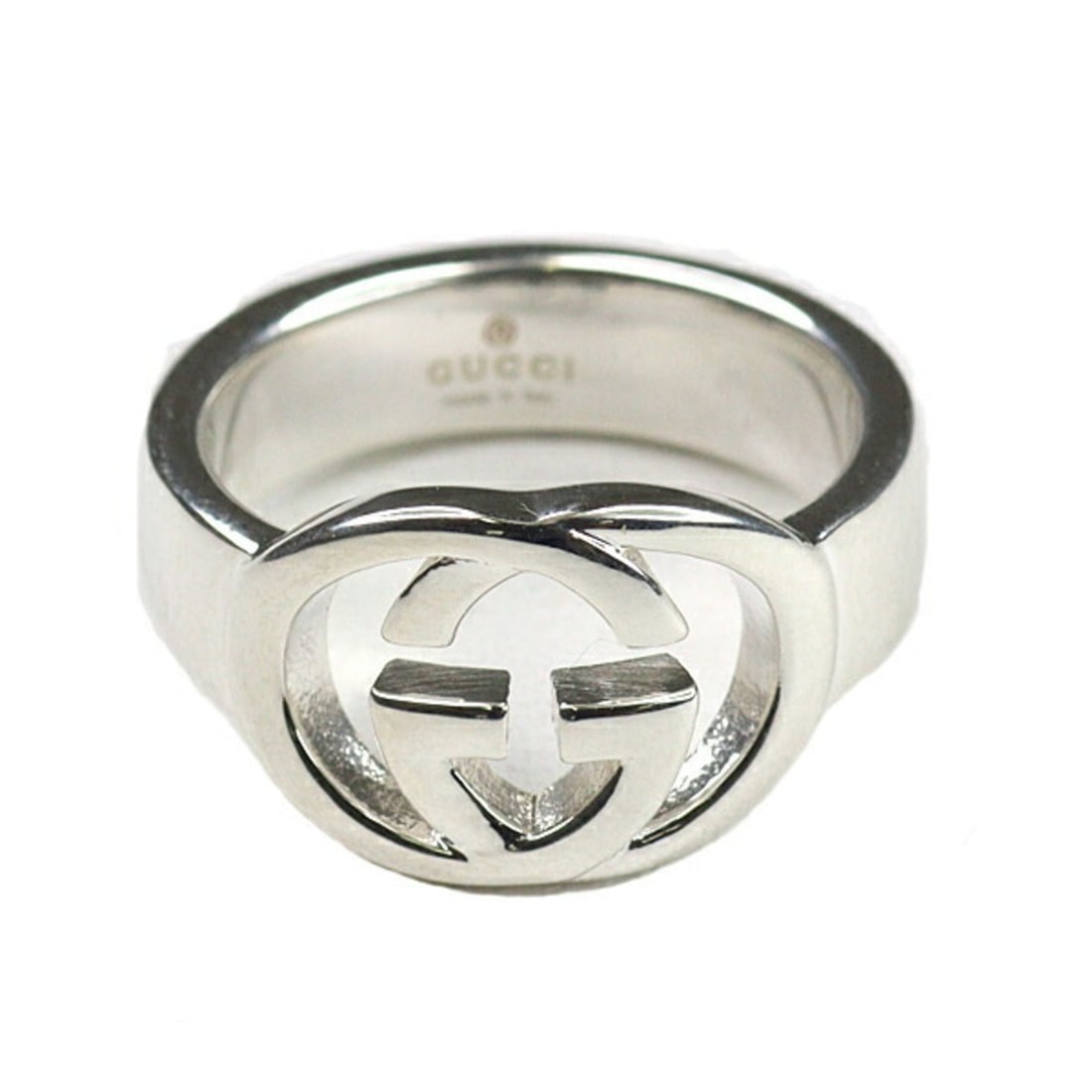 Gucci Interlocking G Ring, Silver, Ag925, Size 7: --- Catalog ---Category: SizeJP Size: 7US Size: 4Category: DesignType: Band ringGender: WomenMaterial: Silver 925Category: GeneralBrand: GucciCountry of Origin: Italy--- Item List ---Section: Conditio