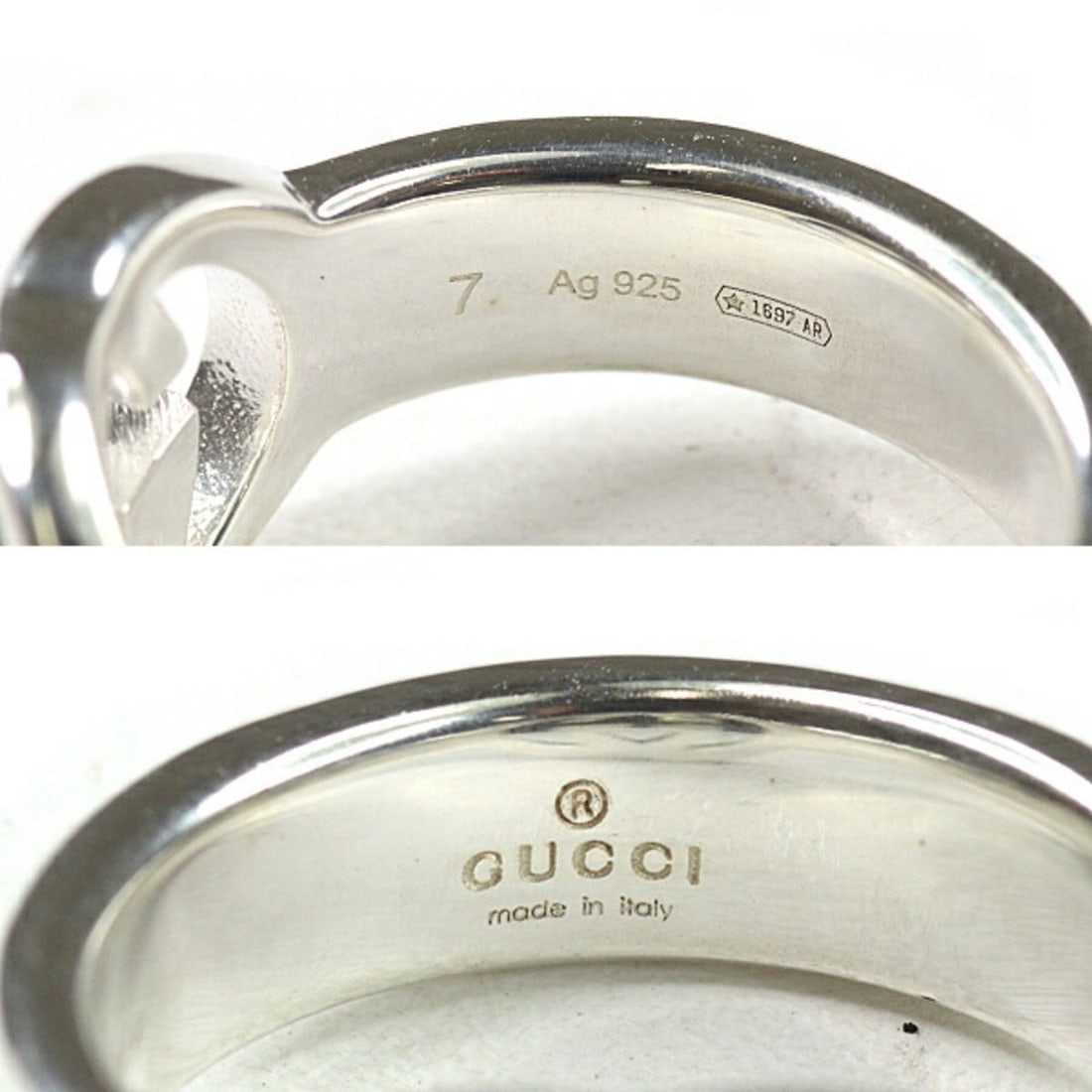 Gucci Interlocking G Ring, Silver, Ag925, Size 7 - 6