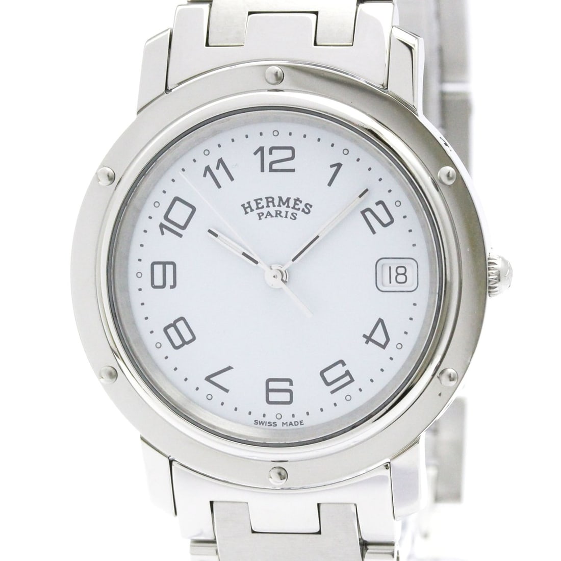 HERMES Clipper Stainless Steel Quartz Mens Watch CL6.710 Polished (1 of 11)